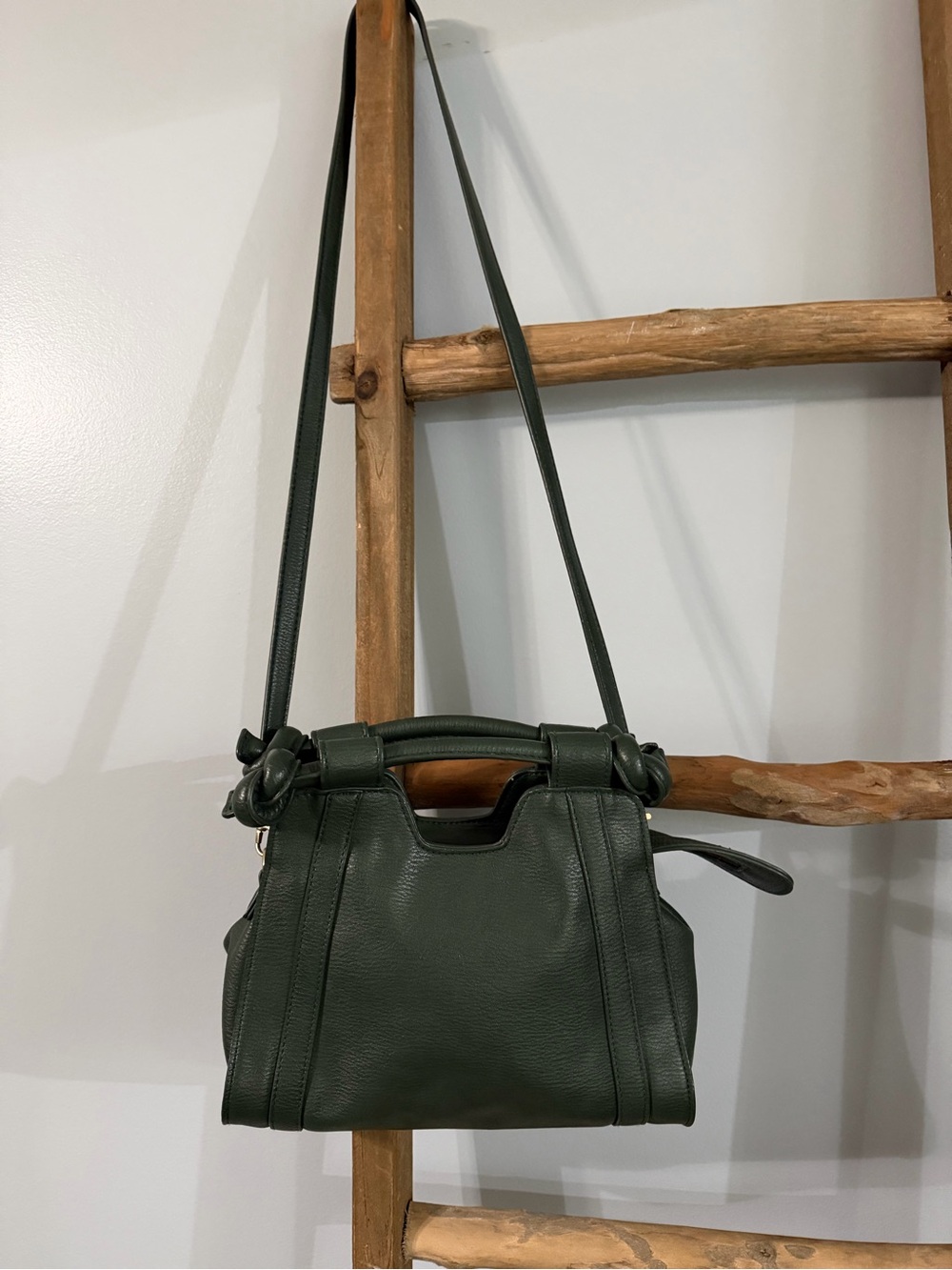 Anthropologie Terrance Mini Knotted Crossbody Bag - Vegan Leather Forest Green